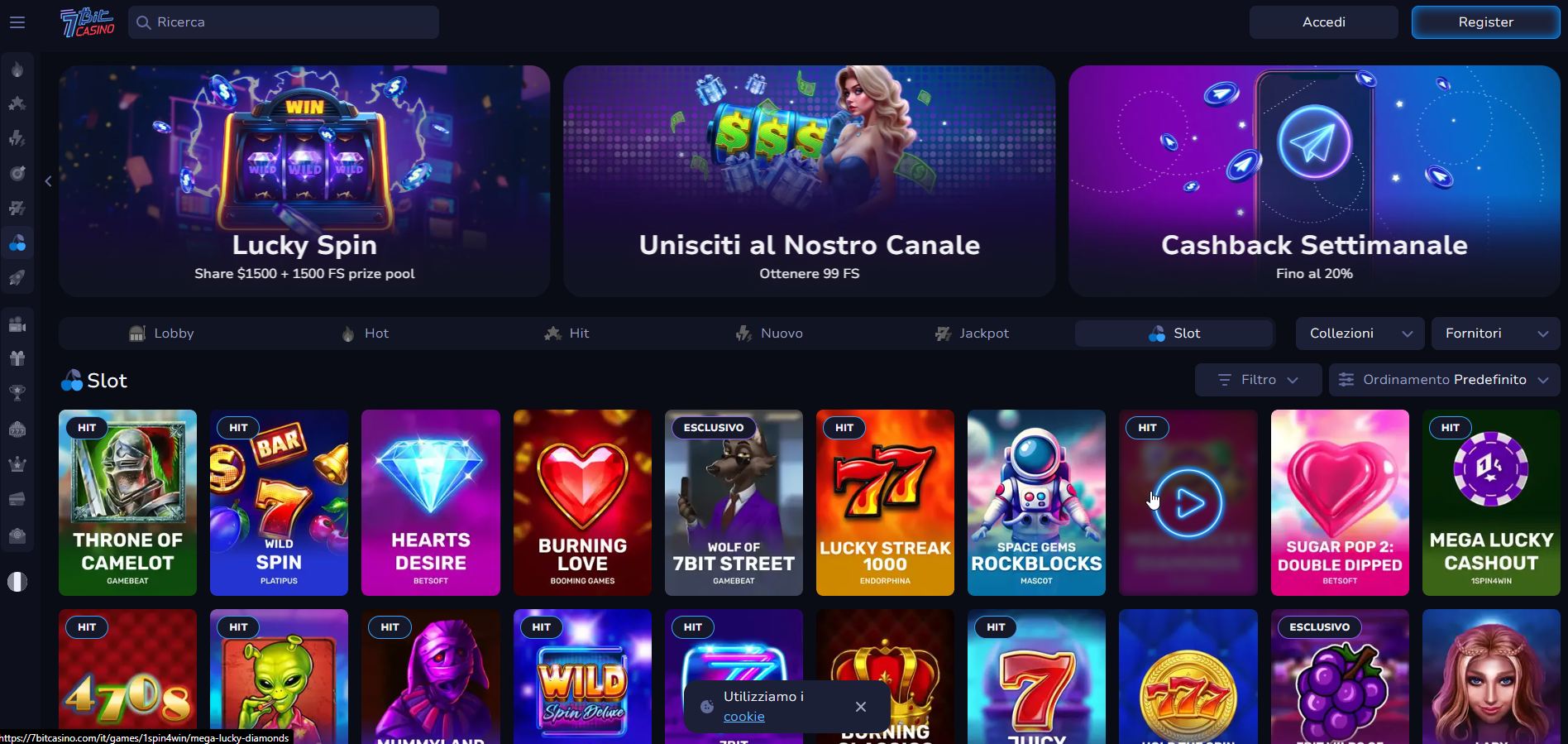 L'iconica atmosfera vintage e le inconfondibili luci al neon di 7Bit, che fanno venire una voglia matta di iniziare a giocare