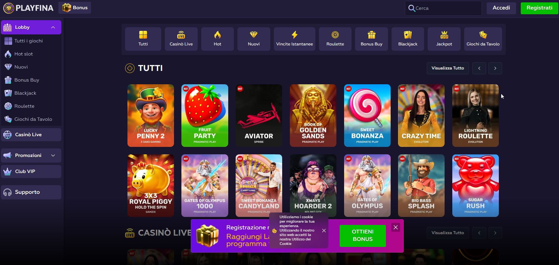 L'estetica raffinata e quasi cinematografica di Playfina, pensata per chi ama un'esperienza di gioco di vera classe